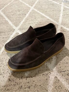 SUITSUPPLY Men Casual Shoes EU42 Brown Suede Leather Slip On Almond Toe Logo